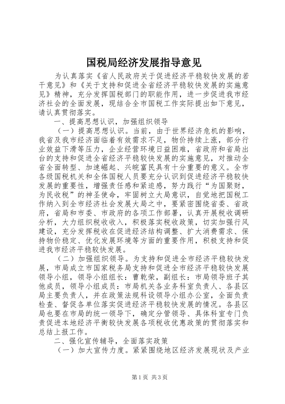 2024年国税局经济发展指导意见_第1页