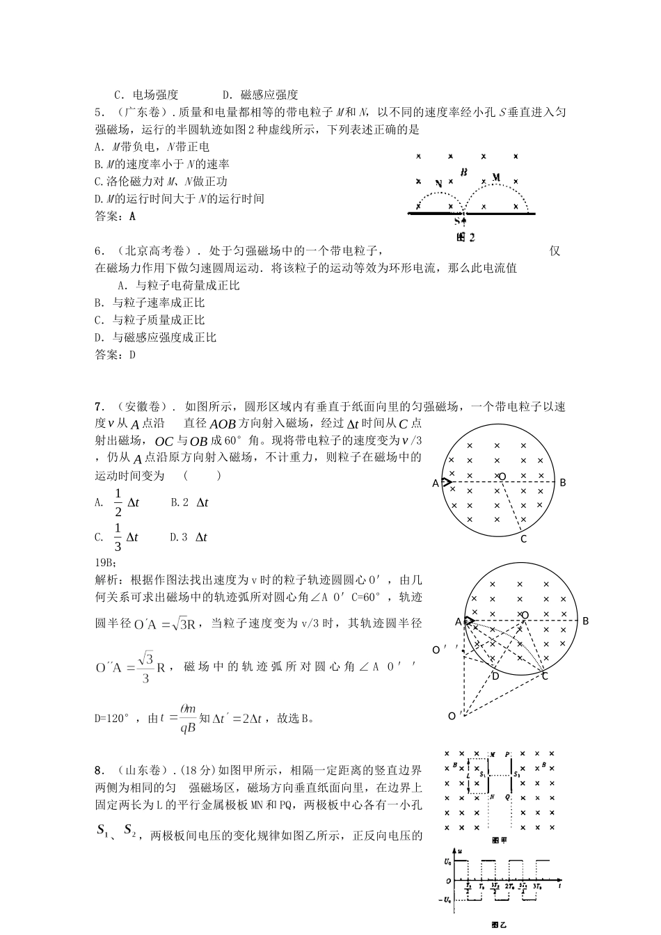 高考物理 磁场精品试题_第2页