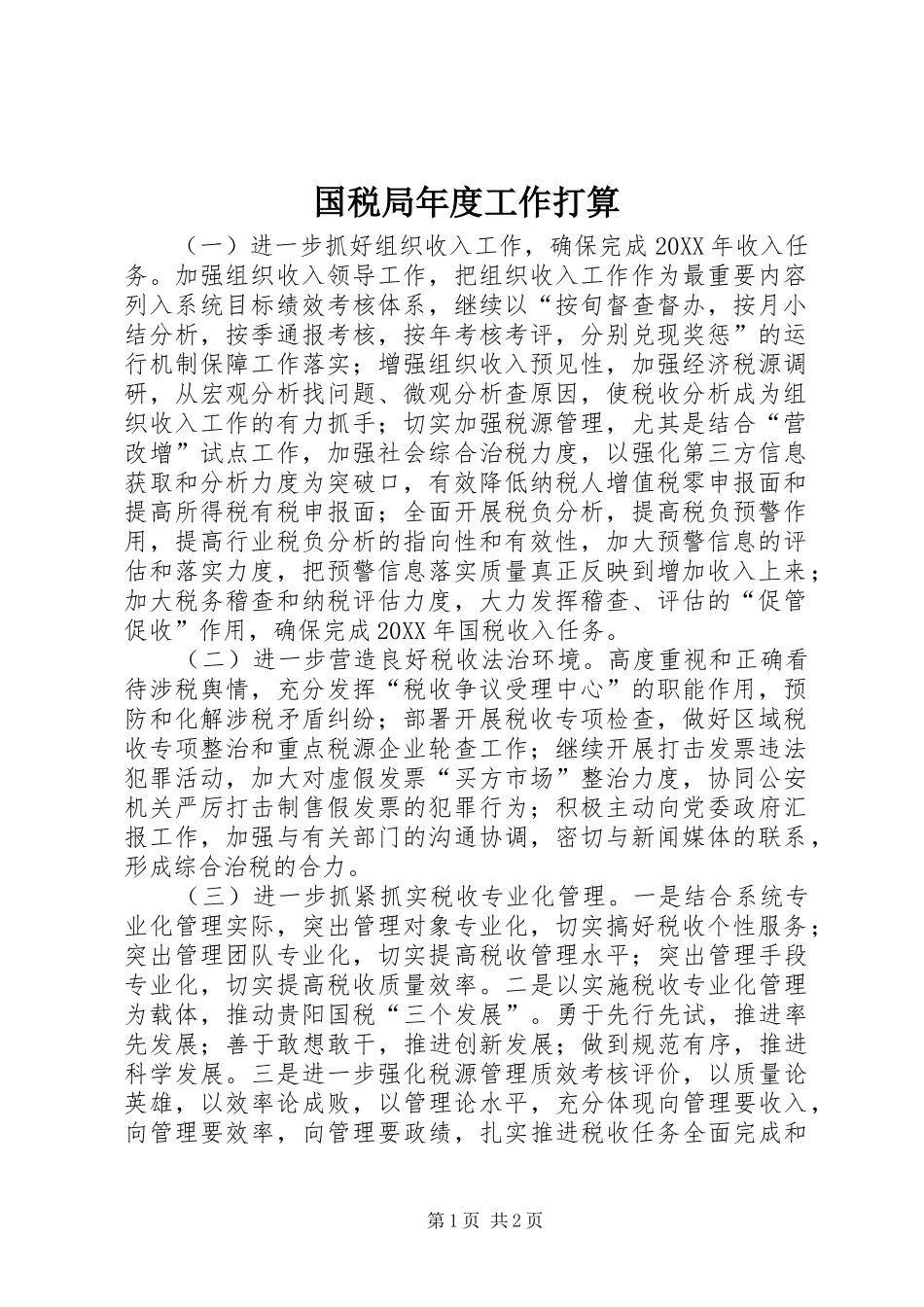 2024年国税局年度工作打算_第1页