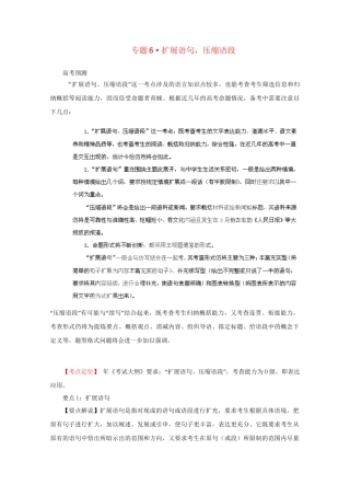 高考语文 精品系列 专题6 扩展语句，压缩语段 （版）