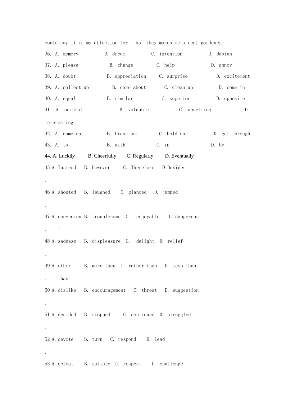 高考英语 完形填空 夹叙夹议类精品试题_第2页