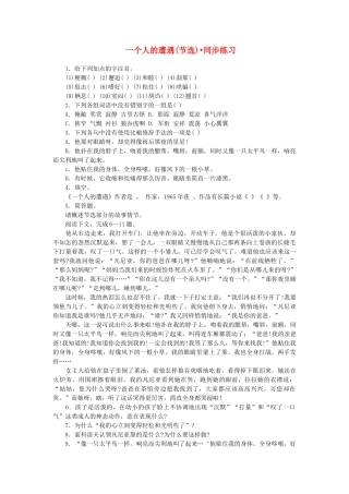 高中语文一个人的遭遇练习 苏教版必修2