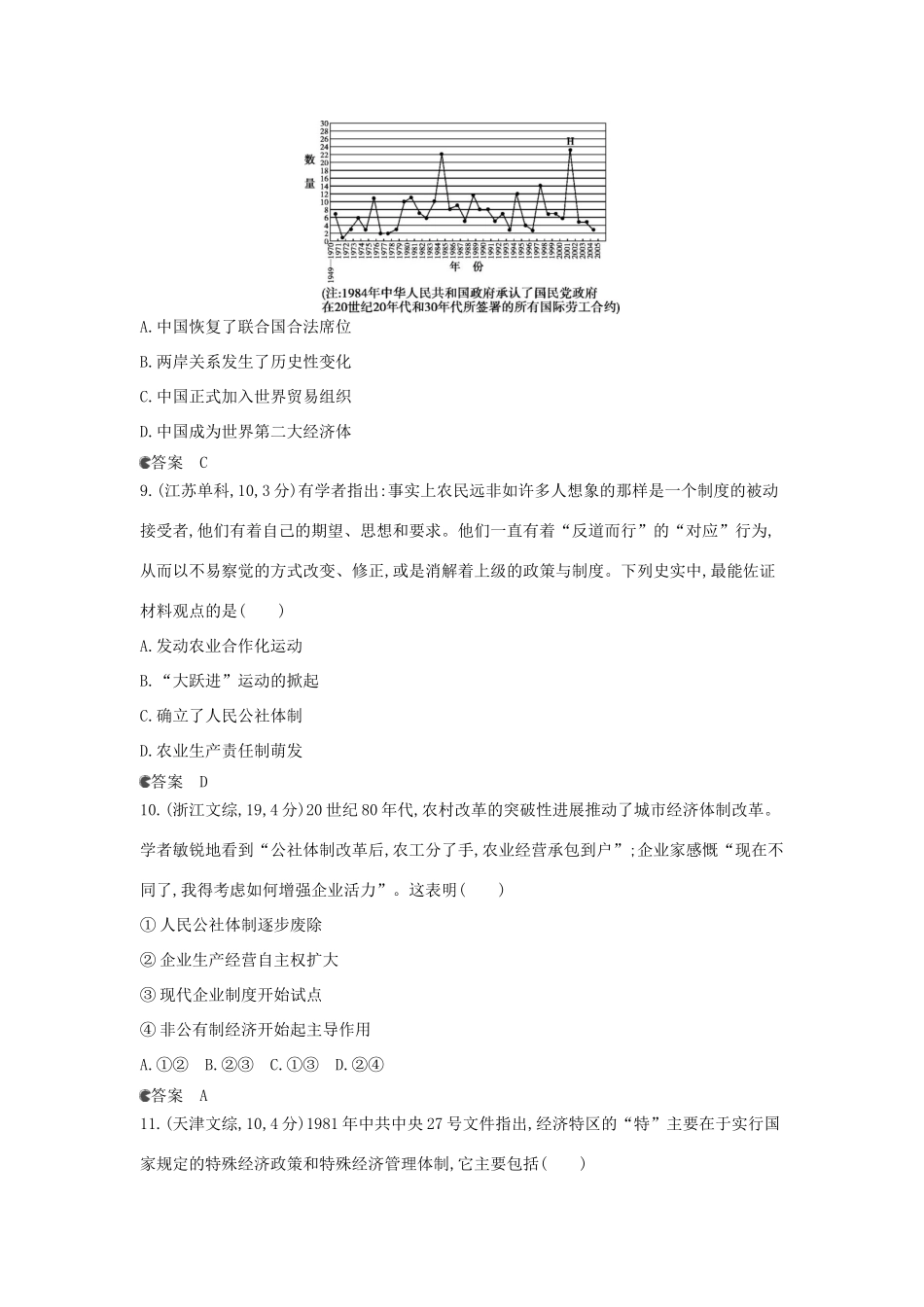 （新课标版）高考历史一轮复习 专题二十一中国特色社会主义建设的道路汇编试题_第3页