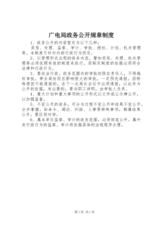 2024年广电局政务公开规章制度