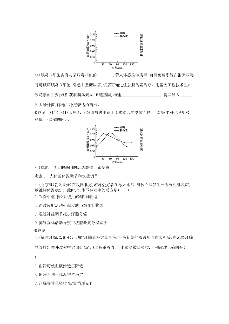 （新课标版）高考生物真题分类汇编 专题17 人体内环境的稳态与调节_第2页
