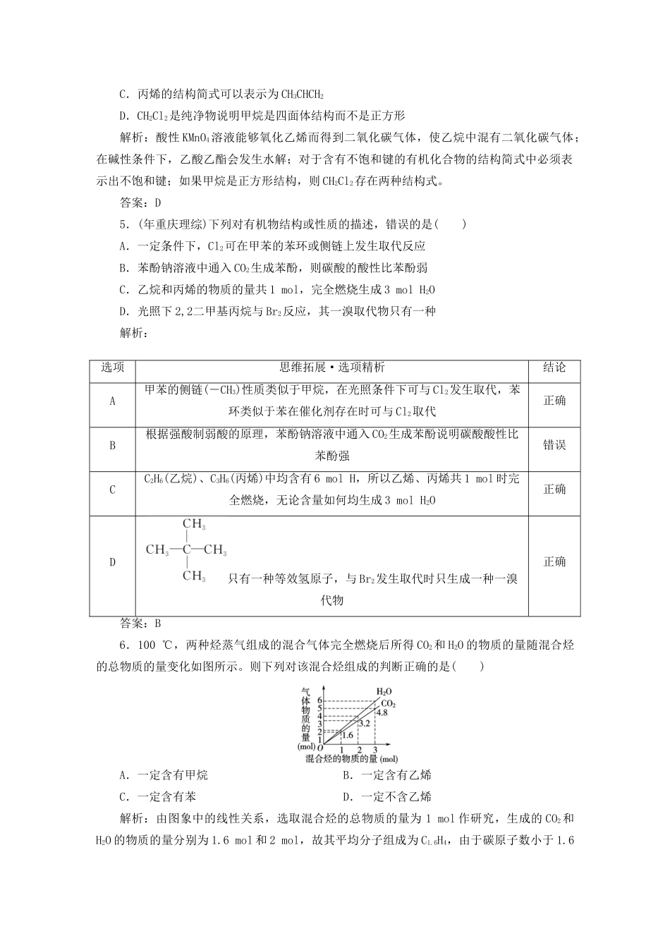高考化总复习 第十章 第29讲来自石油和煤的两种化工原料课时训练营_第2页