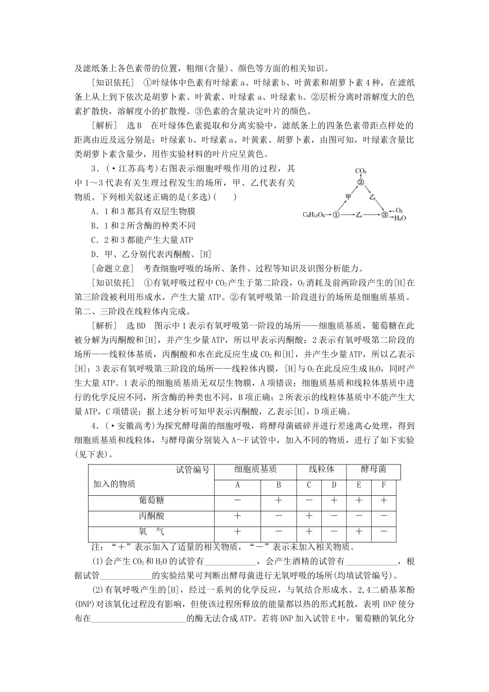 高考生物二轮复习 （专题突破+破译命题密码）第一部分 专题4 光合作用和细胞呼吸的原理 新人教版 _第2页