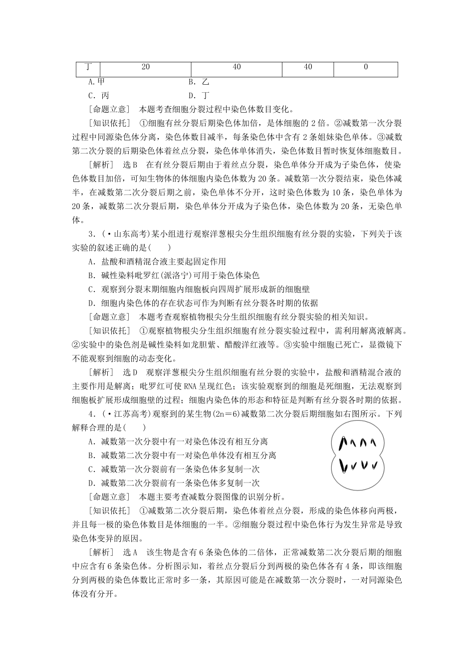 高考生物二轮复习 （专题突破+破译命题密码）第一部分 专题6 细胞的生命历程(含减数分裂) 新人教版 _第2页