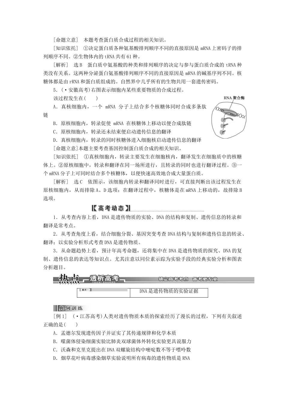 高考生物二轮复习 （专题突破+破译命题密码）第一部分 专题7 遗传的分子基础 新人教版 _第3页