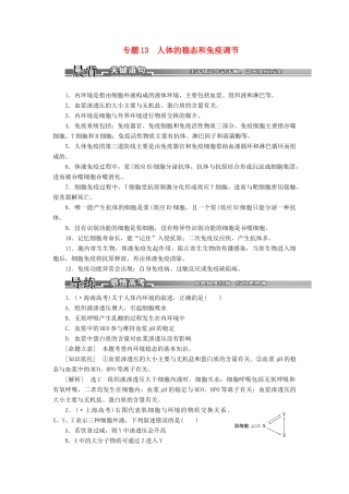 高考生物二轮复习 （专题突破+破译命题密码）第一部分 专题13 人体的稳态和免疫调节 新人教版 