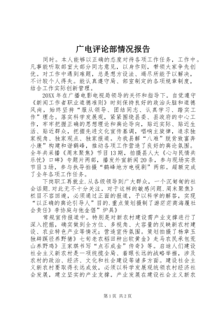 2024年广电评论部情况报告