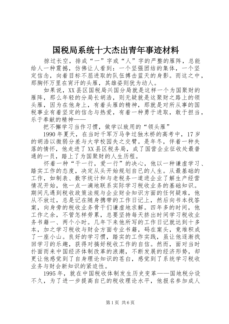 2024年国税局系统十大杰出青年事迹材料_第1页