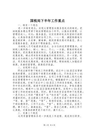 2024年国税局下半年工作重点