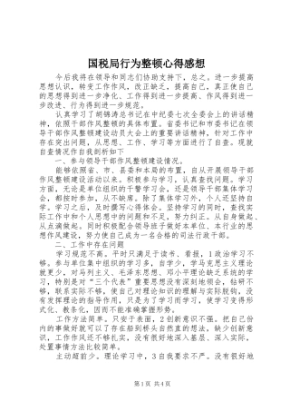 2024年国税局行为整顿心得感想