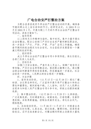 2024年广电台治安严打整治方案