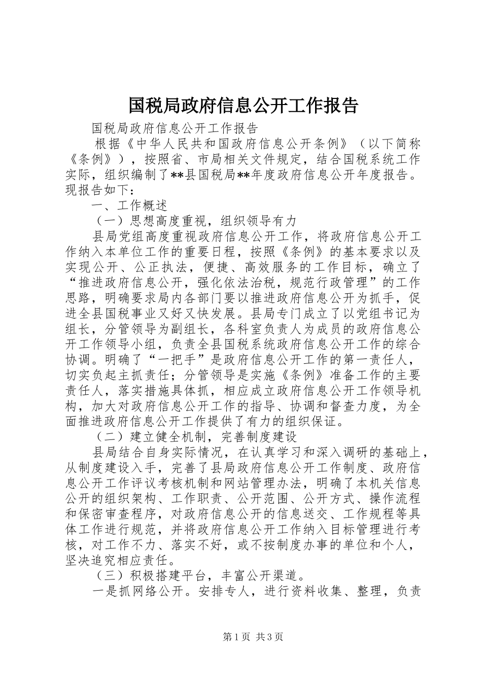 2024年国税局政府信息公开工作报告_第1页
