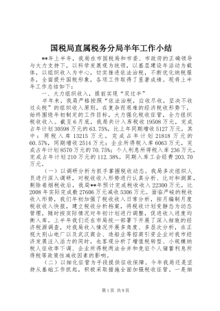2024年国税局直属税务分局半年工作小结