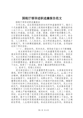 2024年国税厅领导述职述廉报告范文