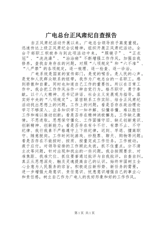 2024年广电总台正风肃纪自查报告