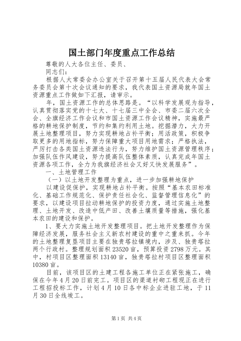 2024年国土部门年度重点工作总结_第1页
