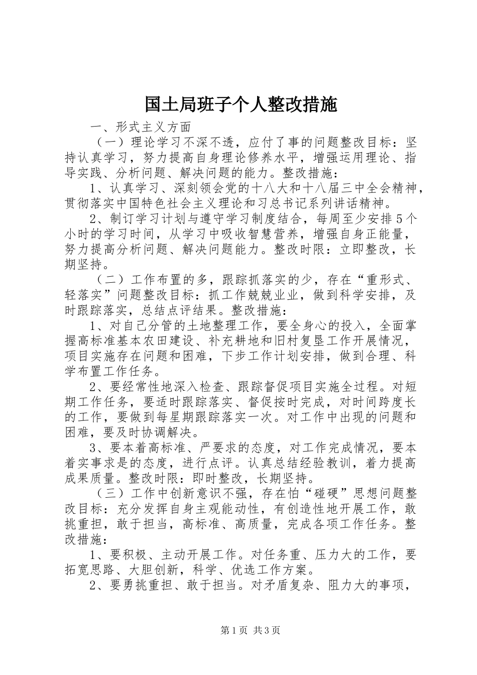 2024年国土局班子个人整改措施_第1页