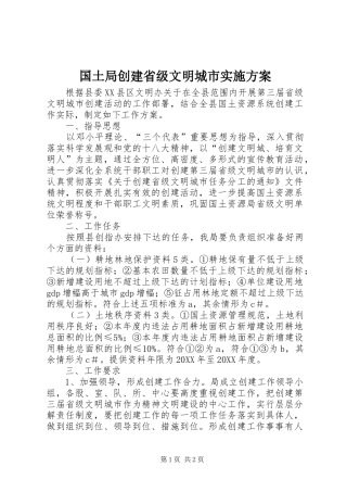 2024年国土局创建省级文明城市实施方案