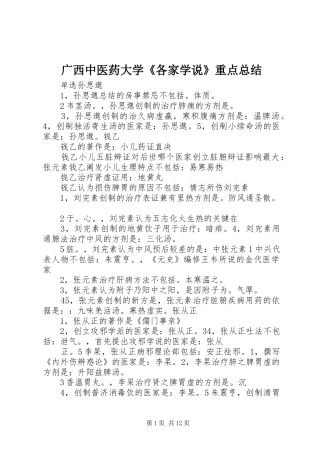 2024年广西中医药大学各家学说重点总结