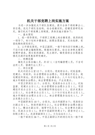 2024年机关干部竞聘上岗实施方案