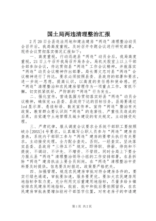 2024年国土局两违清理整治汇报