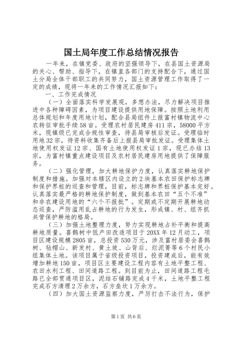 2024年国土局年度工作总结情况报告_第1页
