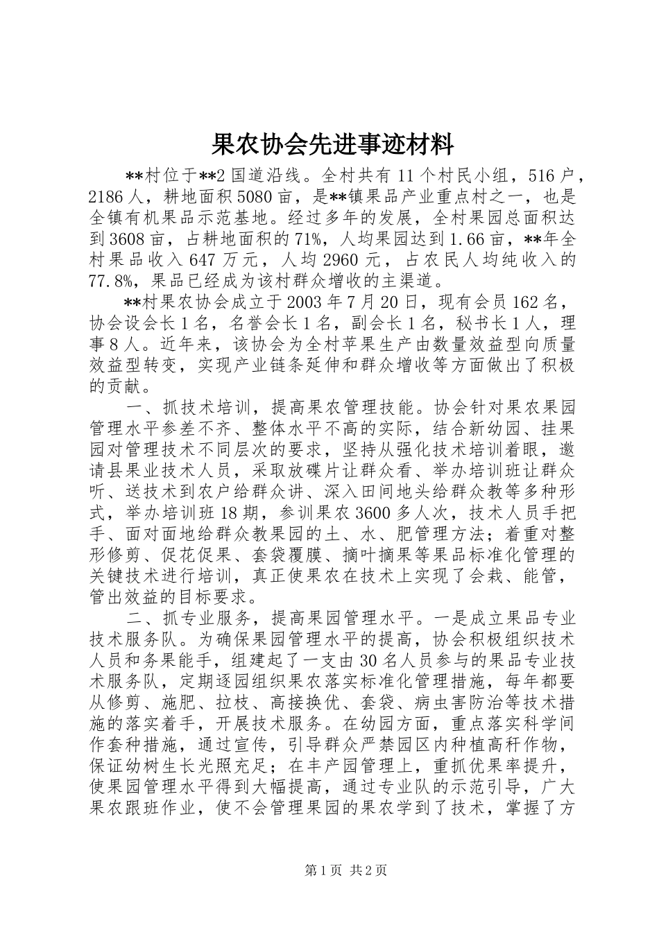 2024年果农协会先进事迹材料_第1页
