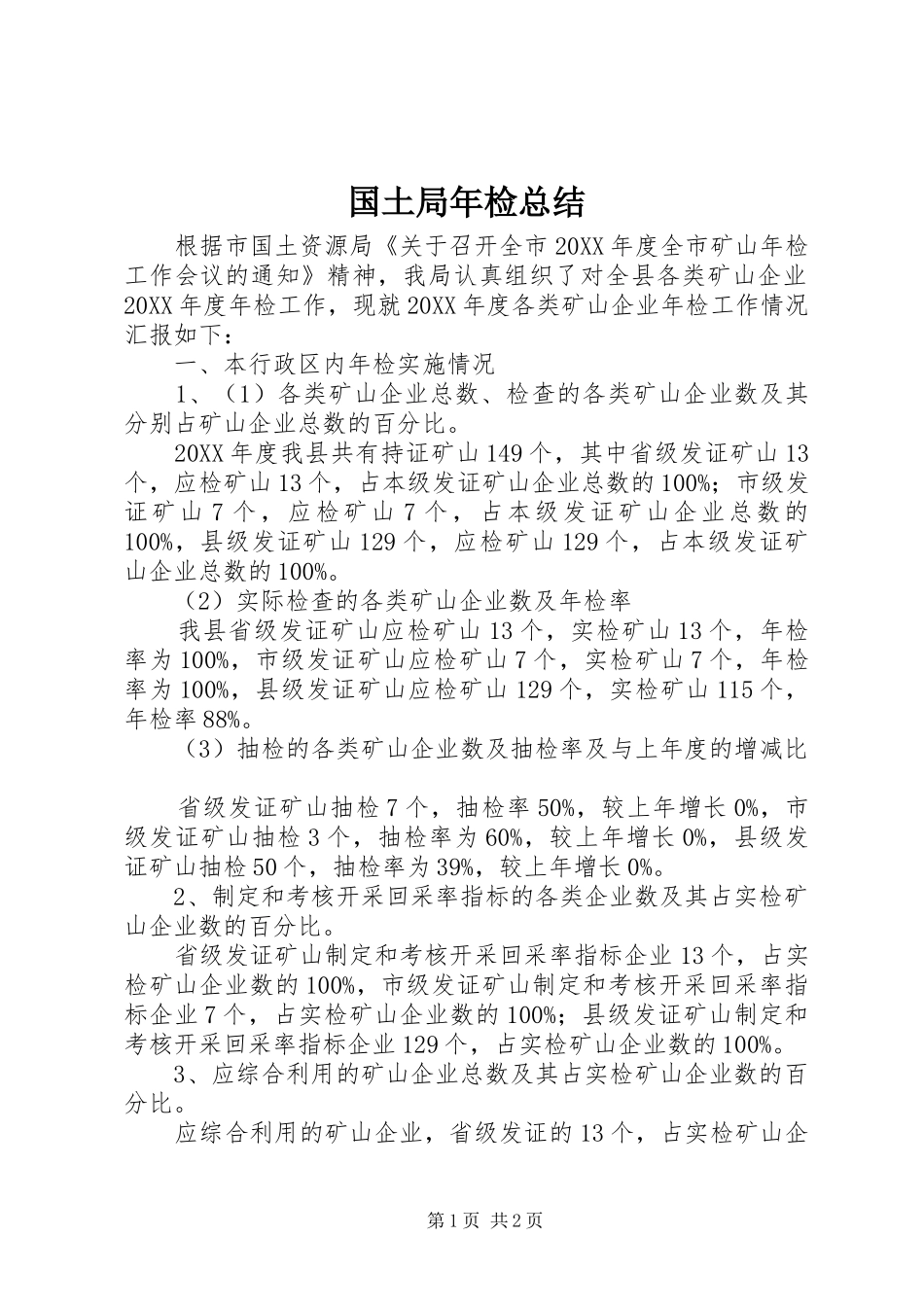 2024年国土局年检总结_第1页