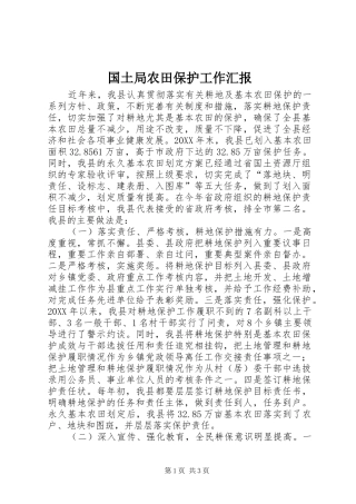2024年国土局农田保护工作汇报