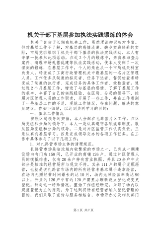 2024年机关干部下基层参加执法实践锻炼的体会