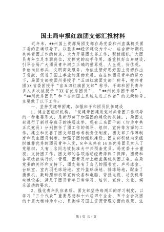 2024年国土局申报红旗团支部汇报材料