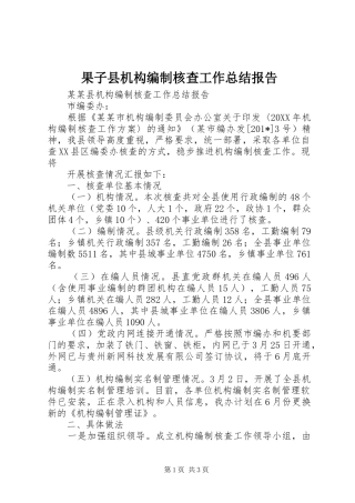 2024年果子县机构编制核查工作总结报告