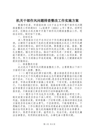 2024年机关干部作风问题排查整改工作实施方案