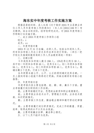 2024年海东实中年度考核工作实施方案
