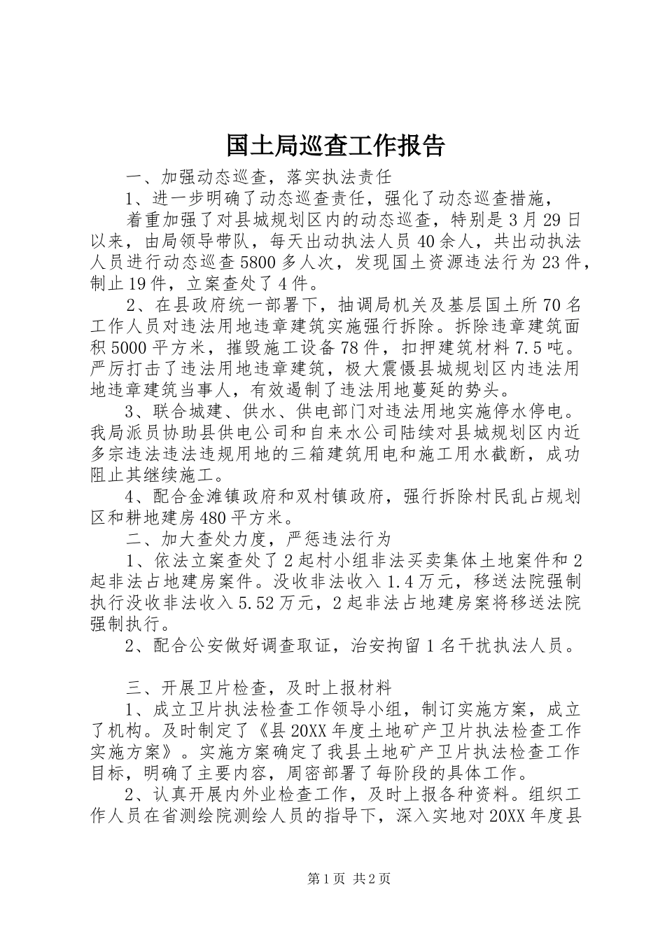 2024年国土局巡查工作报告_第1页