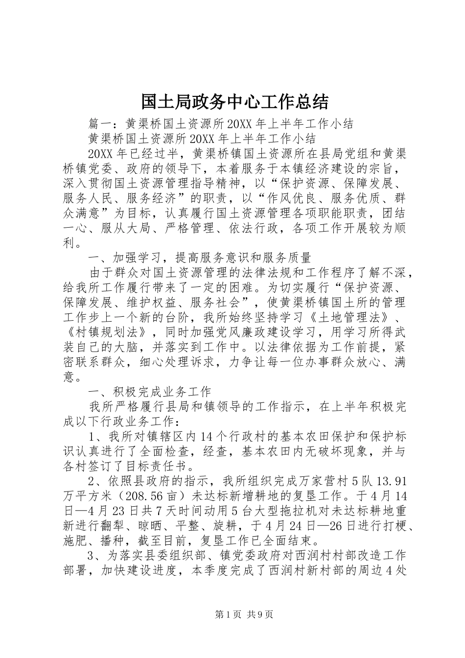 2024年国土局政务中心工作总结_第1页