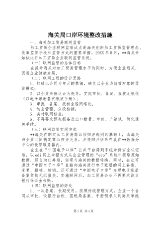 2024年海关局口岸环境整改措施