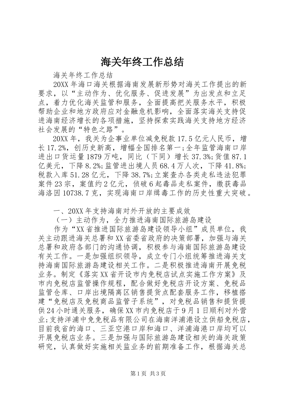 2024年海关年终工作总结_第1页