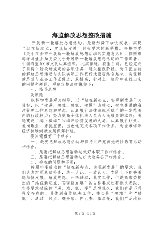 2024年海监解放思想整改措施