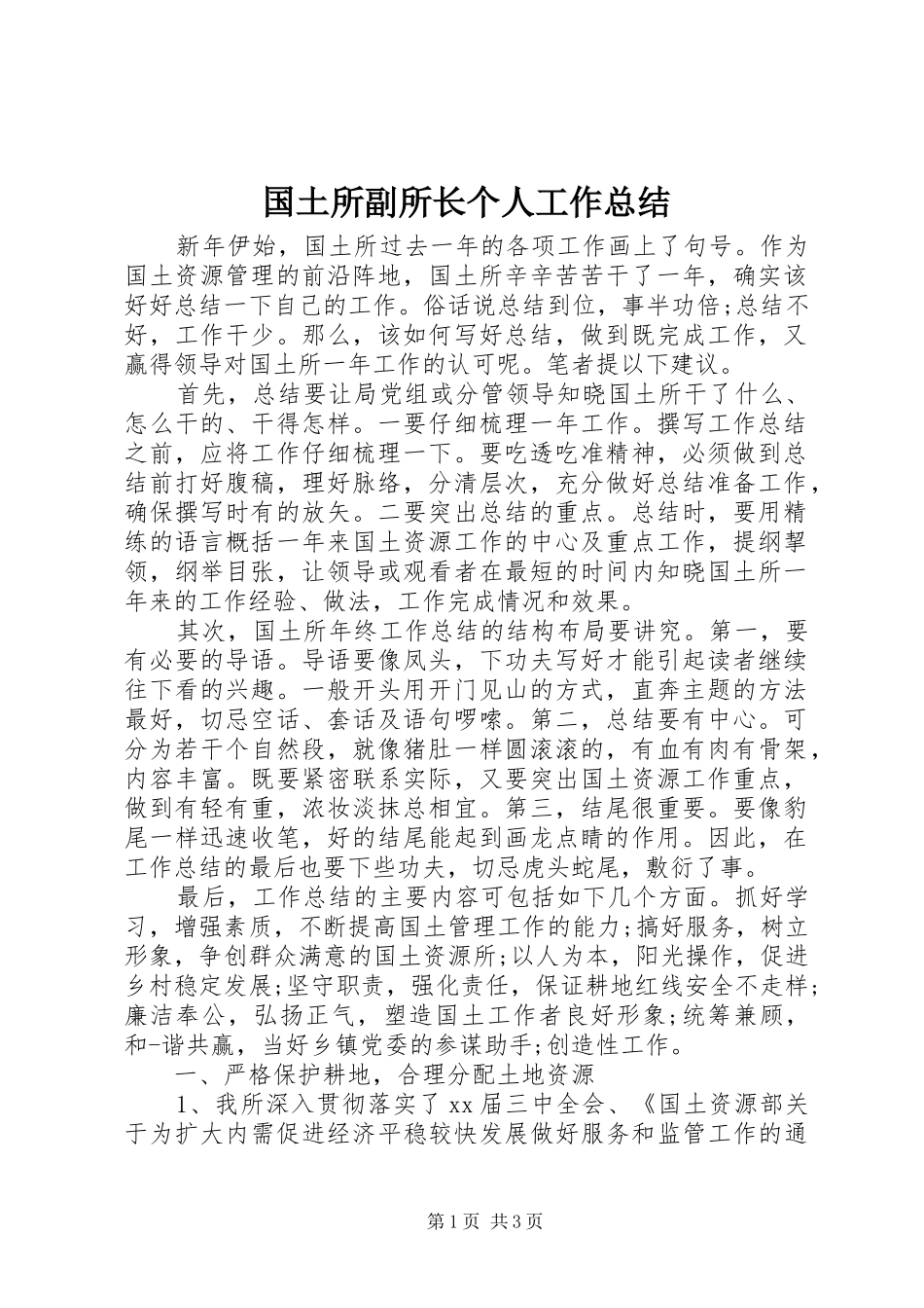 2024年国土所副所长个人工作总结_第1页