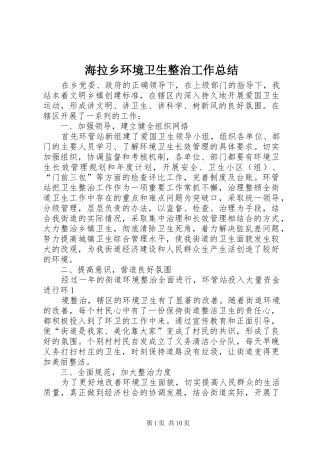 2024年海拉乡环境卫生整治工作总结