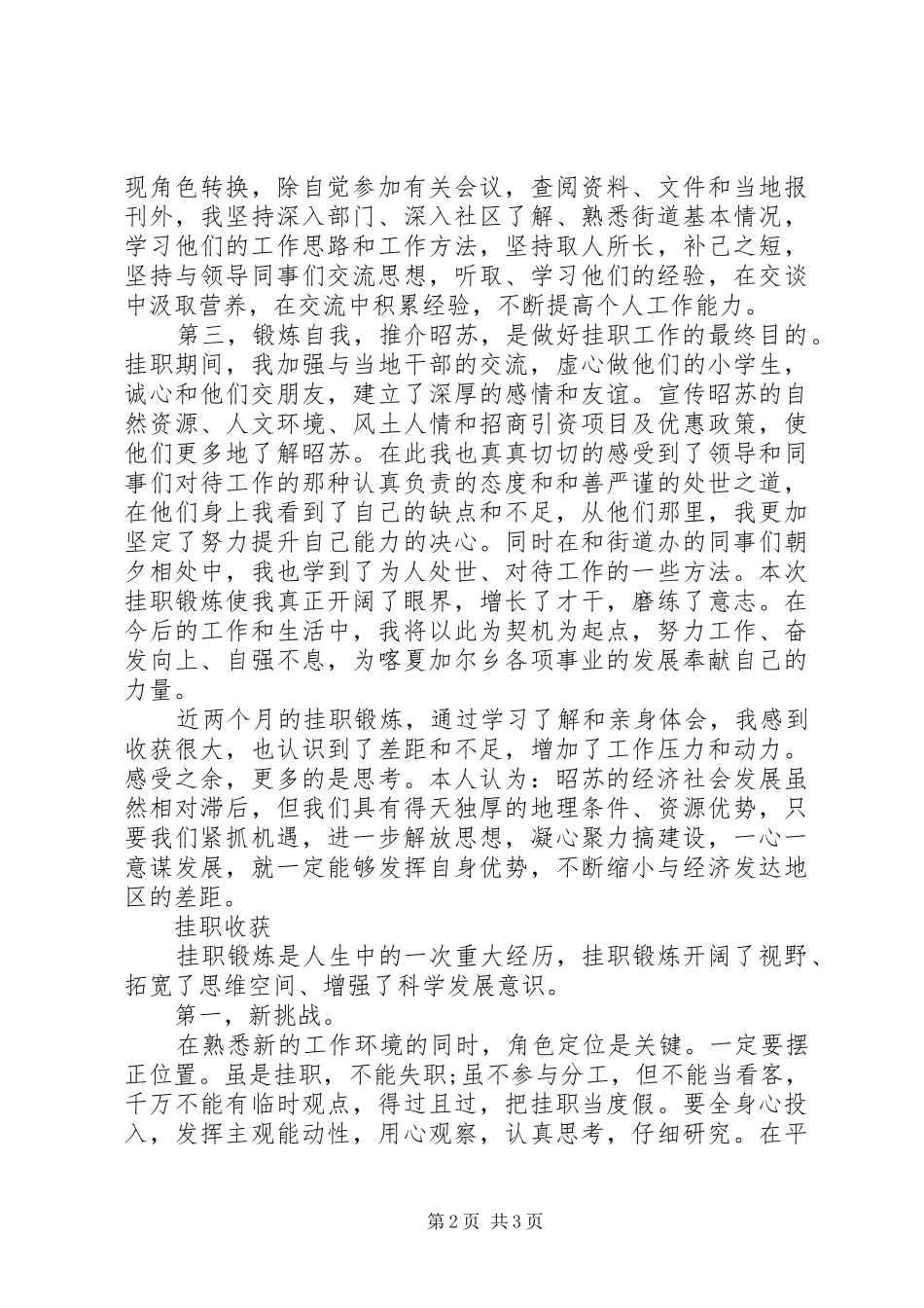 2024年海门街道办事处挂职学习心得体会_第2页