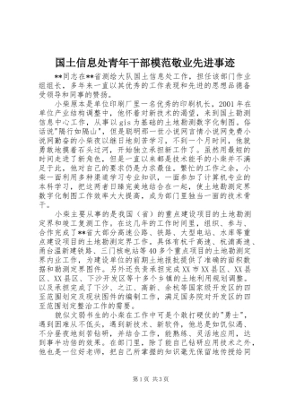 2024年国土信息处青年干部模范敬业先进事迹