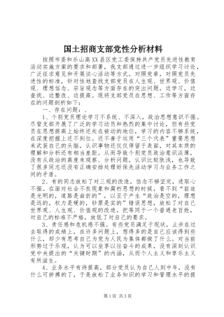 2024年国土招商支部党性分析材料