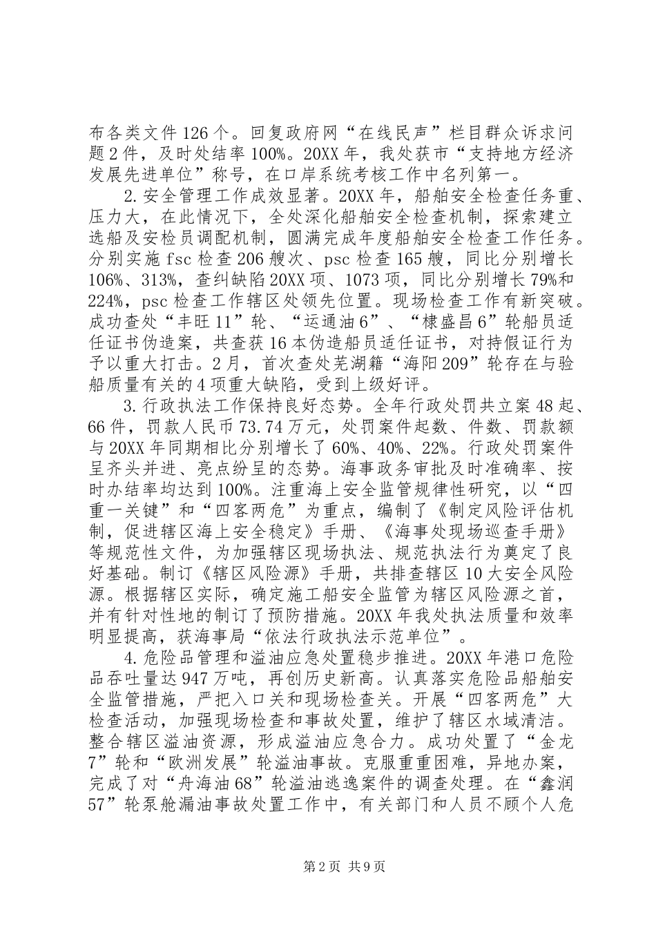 2024年海事处履行职责工作报告_第2页
