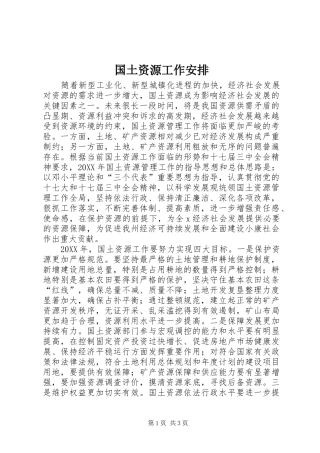 2024年国土资源工作安排